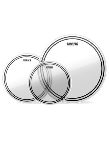 Juego de parches transparentes para toms (10, 12 y 14 pulgadas/254, 305 y 356 mm), fusión, EC2 de EVANS.