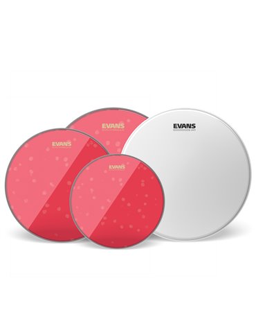 EVANS Hydraulic Red. Pack fusión hidráulico rojo (10", 12", 14") con parche batidor de caja rugoso UV1 14"