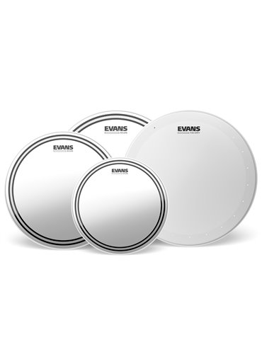 EVANS EC2S. Pack fusión transparente (10", 12", 14") con parche batidor de caja seco HD 14"