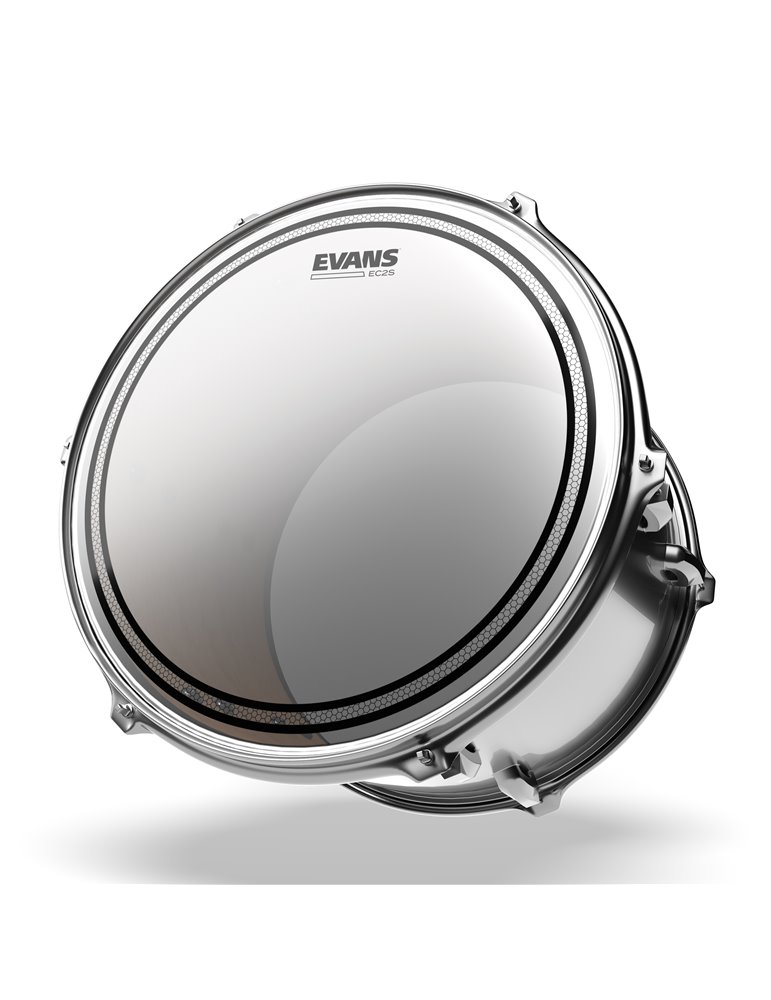 EVANS EC2S. Pack estándar transparente (12", 13", 16") con parche batidor de caja seco HD 14"