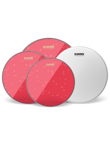 EVANS Hydraulic Red. Pack estándar hidráulico rojo (12", 13", 16") con parche batidor de caja rugoso UV1 14"