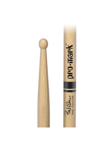 Baqueta de nogal americano con punta de madera PC de ProMark, diseñada por Phil Collins. 2
