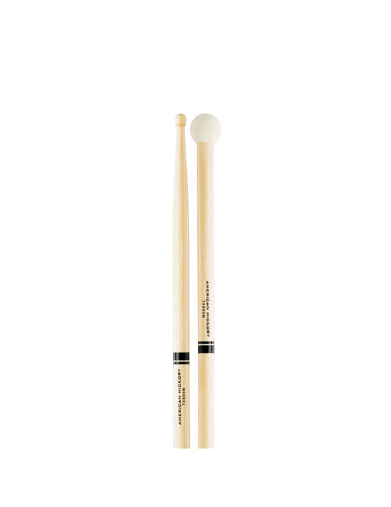 Baqueta de nogal americano multipercusión con punta de madera y tope de fieltro SD5 liviana de ProMark.