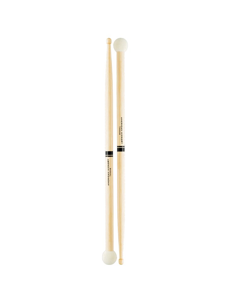 Baqueta de nogal americano multipercusión con punta de madera y tope de fieltro SD5 liviana de ProMark.