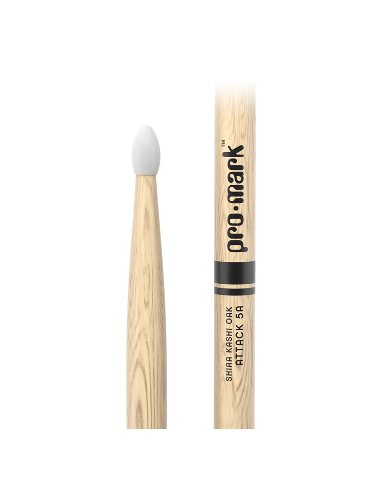 Baquetas ProMark Classic Attack 5A, Roble Shira Kashi con punta ovalada de nailon