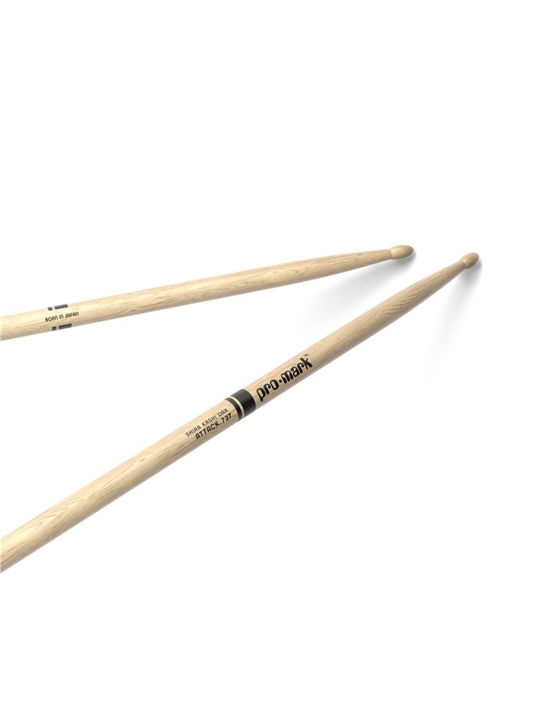 Baquetas ProMark Classic Attack 727, Roble Shira Kashi con punta ovalada de madera