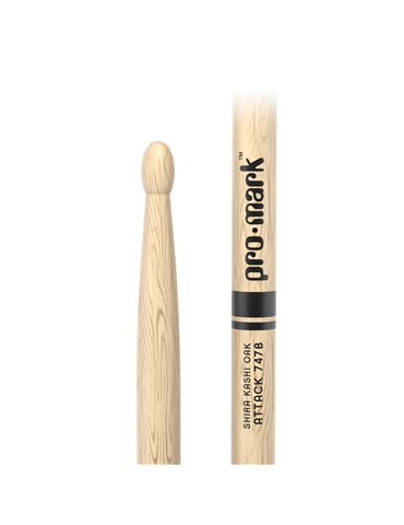 Baquetas ProMark Classic Attack 747B, Roble Shira Kashi con punta ovalada de madera 2