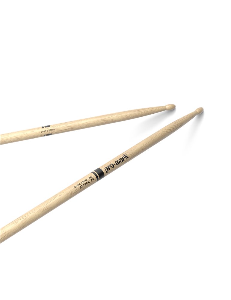 Baquetas ProMark Classic Attack 7A, Roble Shira Kashi con punta ovalada de madera