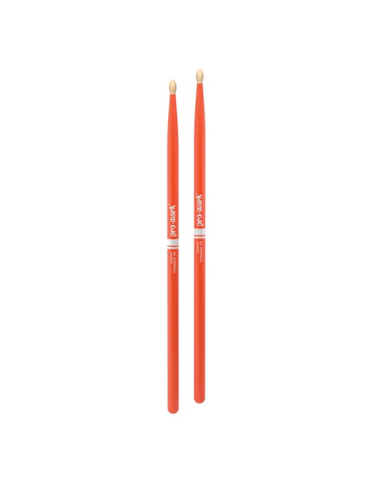 Baquetas ProMark Classic Forward 5A pintada naranja, Nogal americano con punta ovalada de madera