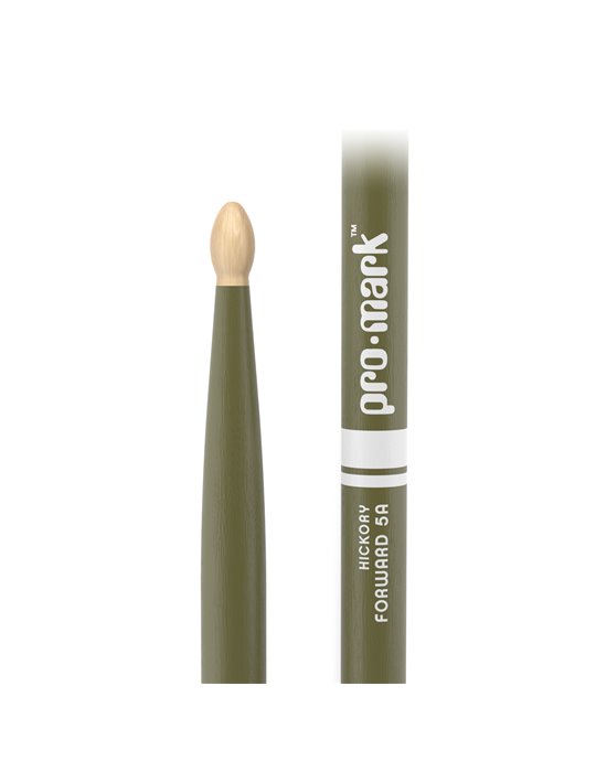 Baquetas ProMark Classic Forward 5A pintada verde, Nogal americano con punta ovalada de madera