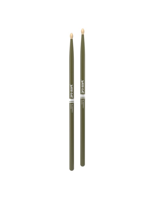 Baquetas ProMark Classic Forward 5A pintada verde, Nogal americano con punta ovalada de madera