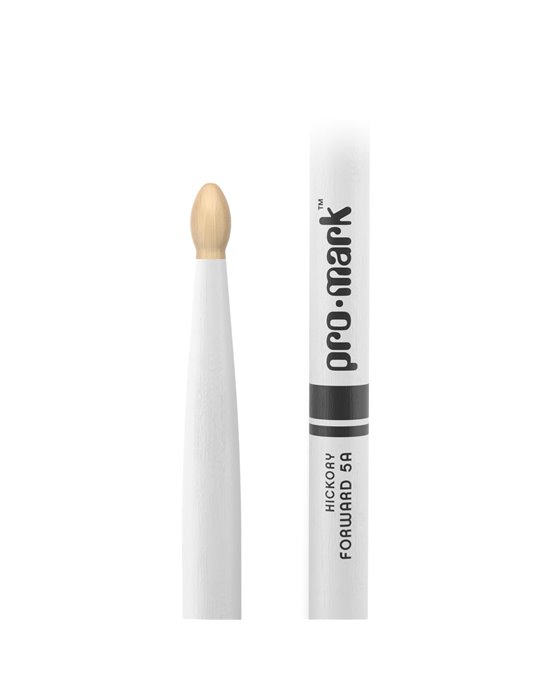 Baquetas ProMark Classic Forward 5A pintada blanco, Nogal americano con punta ovalada de madera
