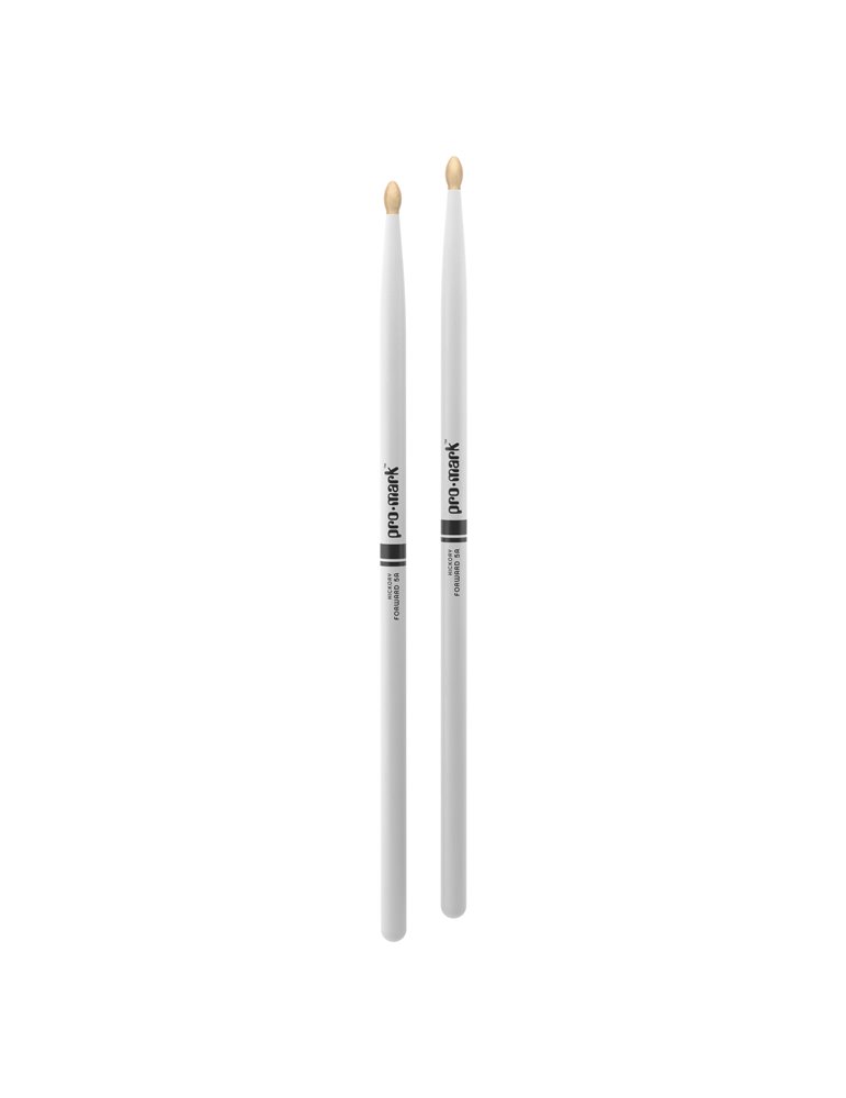 Baquetas ProMark Classic Forward 5A pintada blanco, Nogal americano con punta ovalada de madera