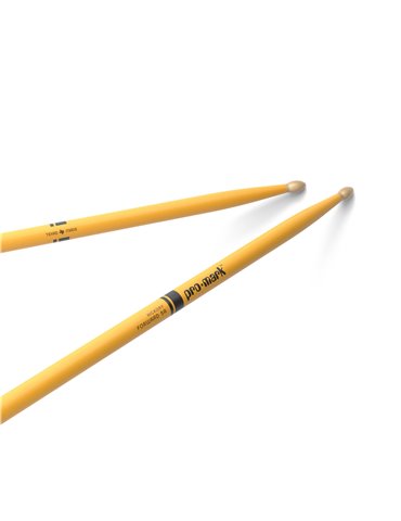 Baquetas ProMark Classic Forward 5A pintada amarillo, Nogal americano con punta ovalada de madera