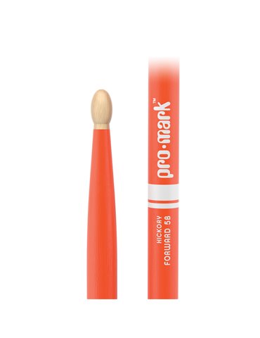 Baquetas ProMark Classic Forward 5B pintada naranja, Nogal americano con punta ovalada de madera 2