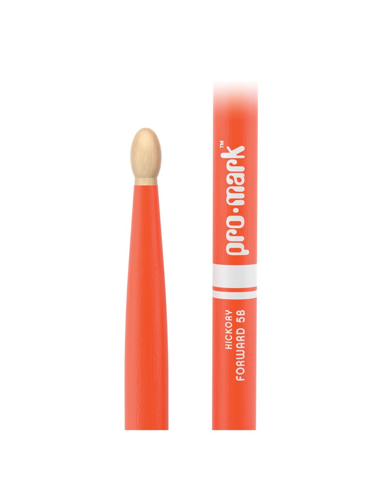 Baquetas ProMark Classic Forward 5B pintada naranja, Nogal americano con punta ovalada de madera