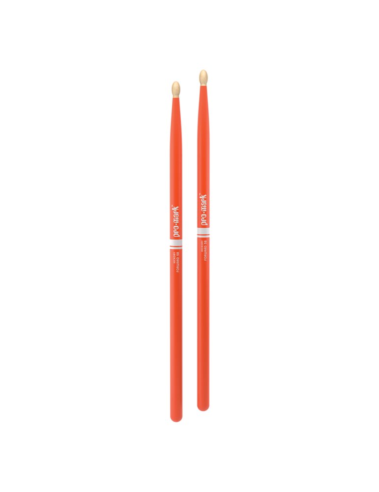Baquetas ProMark Classic Forward 5B pintada naranja, Nogal americano con punta ovalada de madera