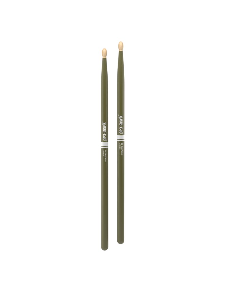 Baquetas ProMark Classic Forward 5B pintada verde, Nogal americano con punta ovalada de madera