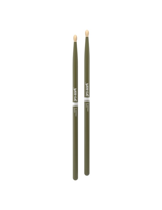 Baquetas ProMark Classic Forward 5B pintada verde, Nogal americano con punta ovalada de madera
