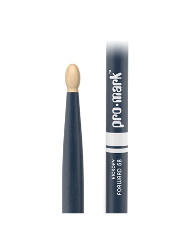 Baquetas ProMark Classic Forward 5B pintada azul, Nogal americano con punta ovalada de madera 2