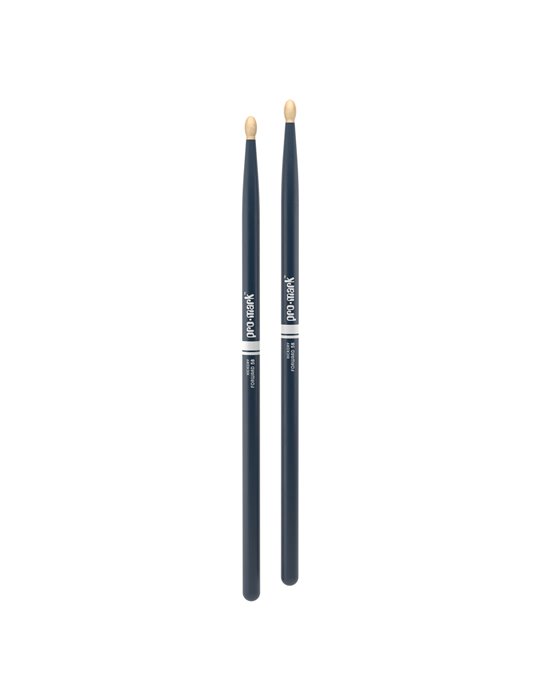 Baquetas ProMark Classic Forward 5B pintada azul, Nogal americano con punta ovalada de madera