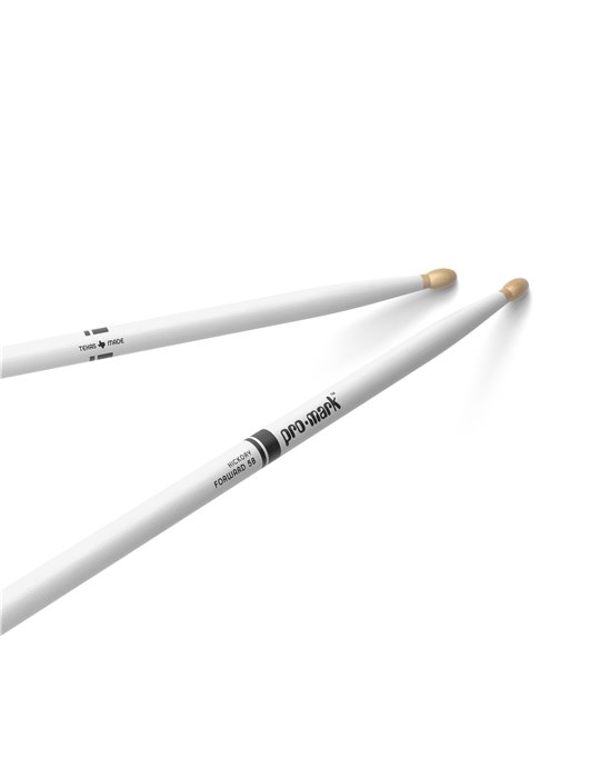 Baquetas ProMark Classic Forward 5B pintada blanco, Nogal americano con punta ovalada de madera