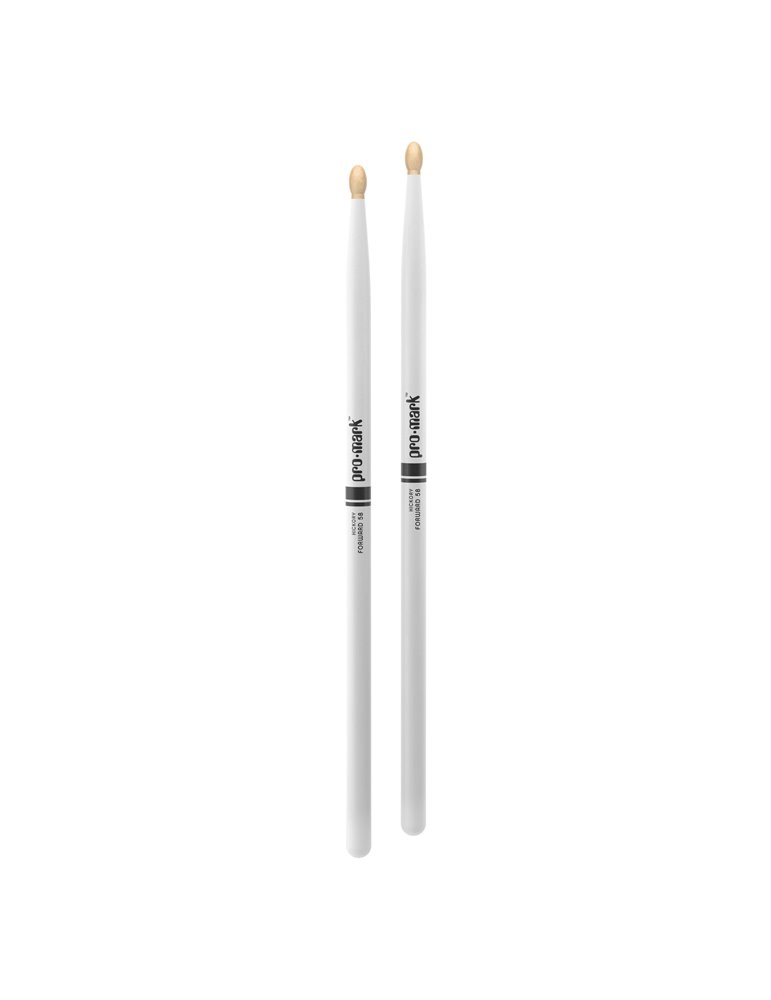 Baquetas ProMark Classic Forward 5B pintada blanco, Nogal americano con punta ovalada de madera