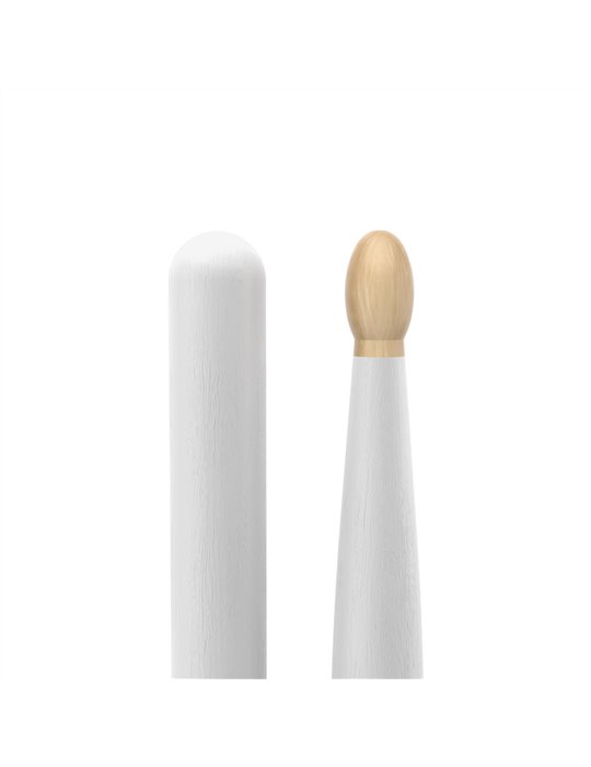 Baquetas ProMark Classic Forward 5B pintada blanco, Nogal americano con punta ovalada de madera