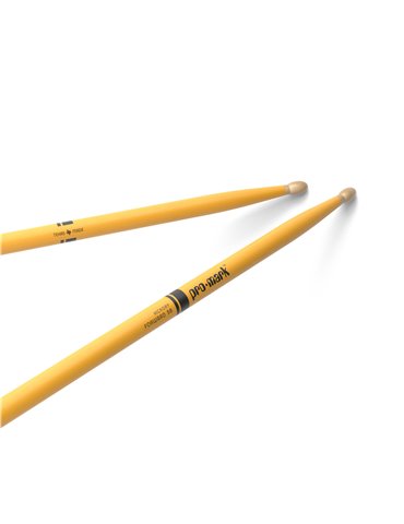 Baquetas ProMark Classic Forward 5B pintada amarillo, Nogal americano con punta ovalada de madera