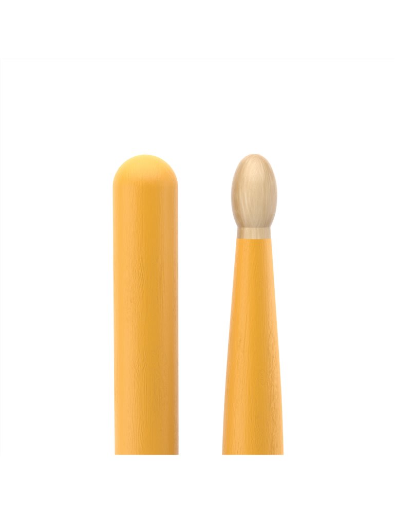 Baquetas ProMark Classic Forward 5B pintada amarillo, Nogal americano con punta ovalada de madera