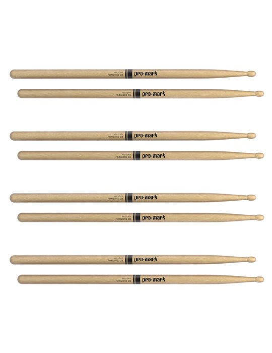 ProMark Classic Forward 2B Hickory Drumstick, Oval Wood Tip, 4-Pack