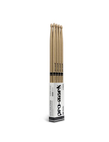 Baqueta ProMark Classic Forward 5B. Roble americano con punta ovalada de madera. Pack de 4
