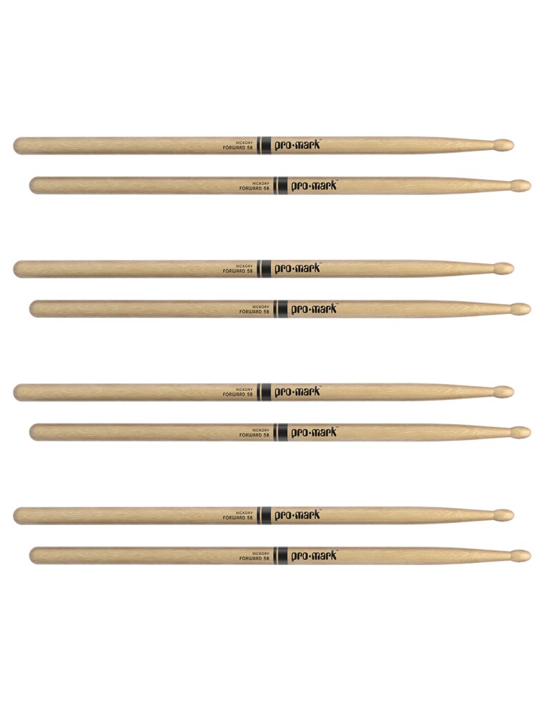 Baqueta ProMark Classic Forward 5B. Roble americano con punta ovalada de madera. Pack de 4