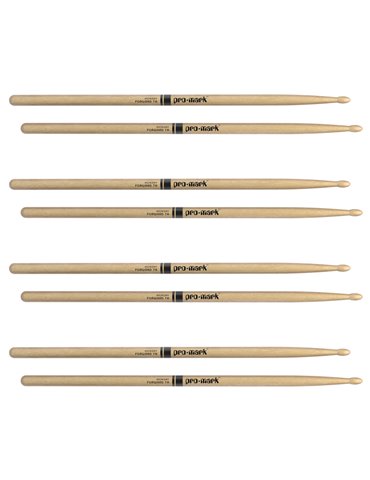 ProMark Classic Forward 7A Hickory Drumstick, Oval Wood Tip, 4-Pack 2