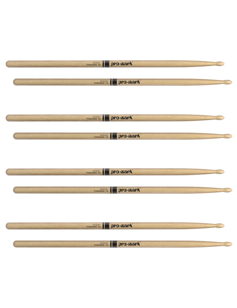 ProMark Classic Forward 7A Hickory Drumstick, Oval Wood Tip, 4-Pack