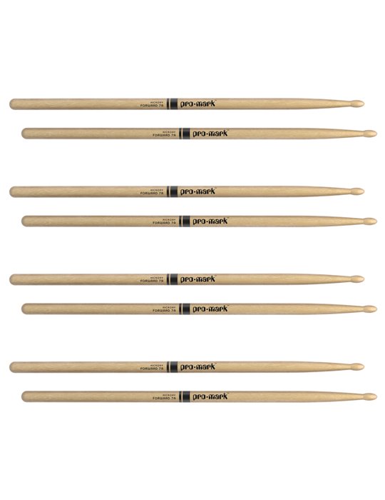 ProMark Classic Forward 7A Hickory Drumstick, Oval Wood Tip, 4-Pack