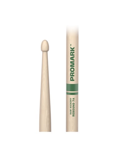 Baquetas ProMark Rebound 7A Raw. Nogal americano con punta de bellota 2