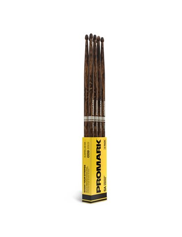 Baquetas ProMark Rebound 5A FireGrain, Nogal americano con punta de bellota, pack de 4,