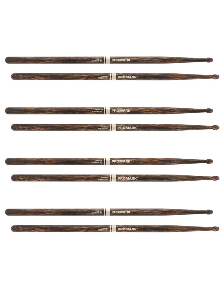 Baquetas ProMark Rebound 5A FireGrain, Nogal americano con punta de bellota, pack de 4,