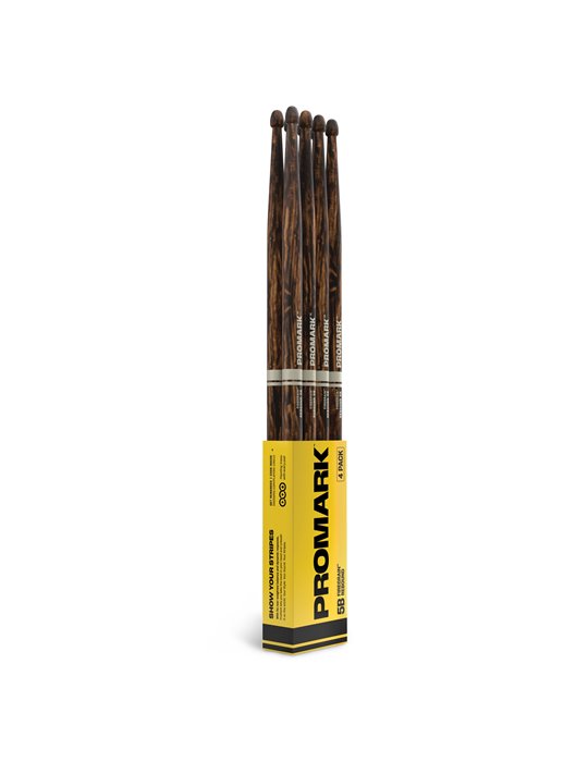 Baquetas ProMark Rebound 5B FireGrain, Nogal americano con punta de bellota, pack de 4,