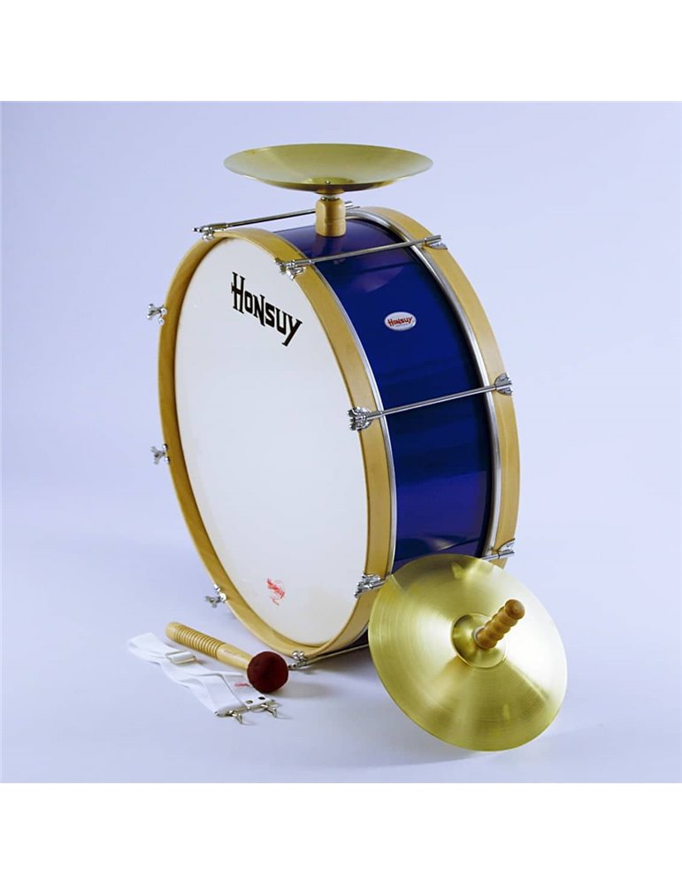 BOMBO CHARANGA DE 60x25cm. CON PLATOS DE 12", MAZA Y CORREA