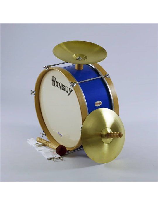 BOMBO DE CHARANGA DE 45,5x25cm. CON PLATOS DE 12", MAZA Y CORREA