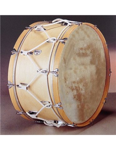 BOMBO MARCHA 60 Ø x 35 cm. (24" Ø x 14"). Parche de Piel. Cuerda decoración