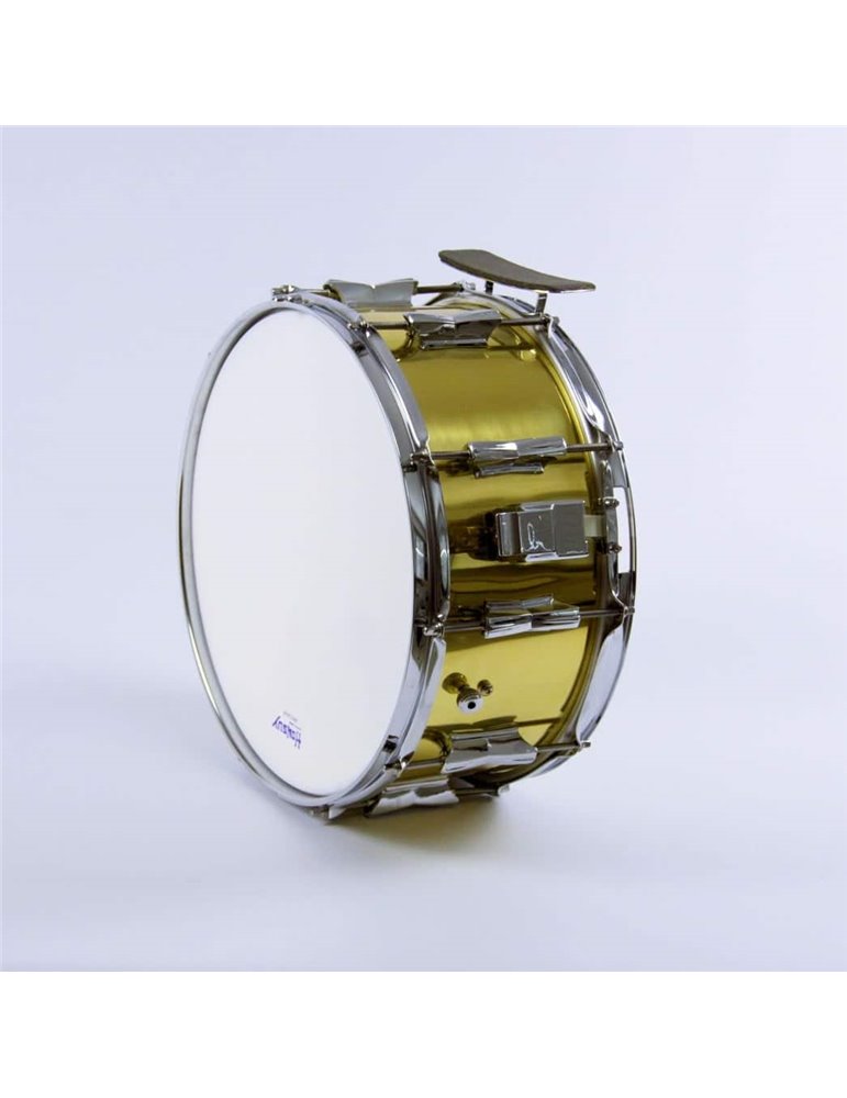 CAJA BANDA METÁLICA 35,5 Ø x 16 cm. (14" Ø x 6,3") casco dorado