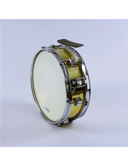 CAJA BANDA METÁLICA 35,5 Ø x 8 cm. (14" Ø x 3") casco dorado