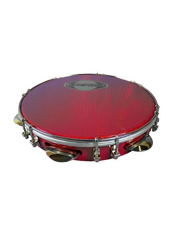 Pandeiro 10" cuerpo rojo membrana prisma roja Pro Contempora