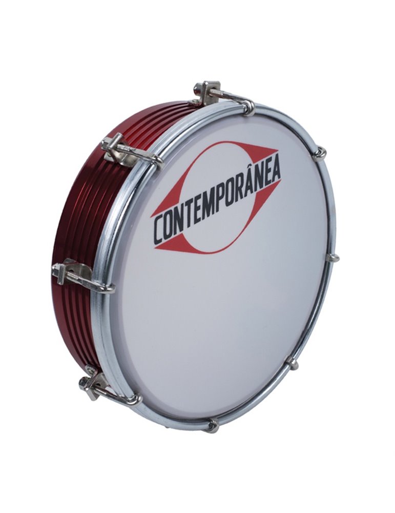 Tamborim 6" aluminio frisado rojo 8 tensores Pro Contemporan