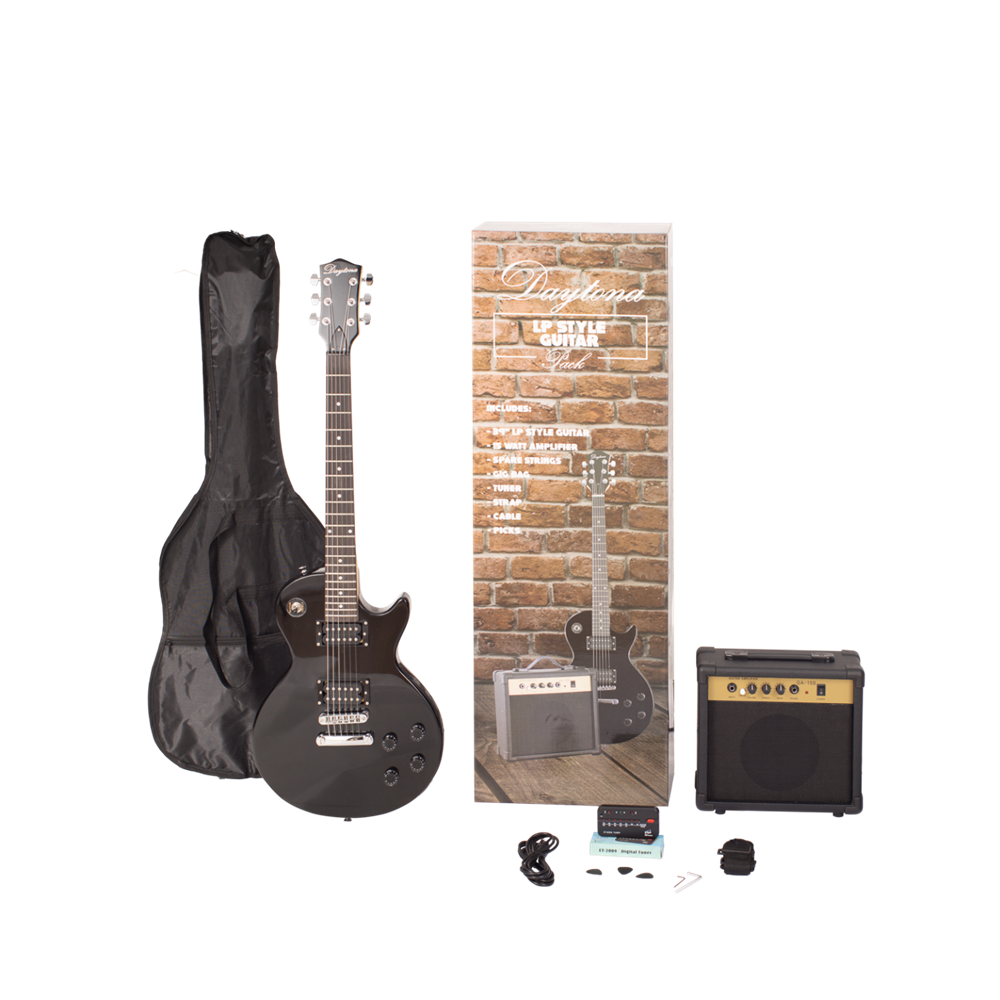 PACK DE GUITARRA ELÉCTRICA DAYTONA TIPO LES PAUL NEGRO