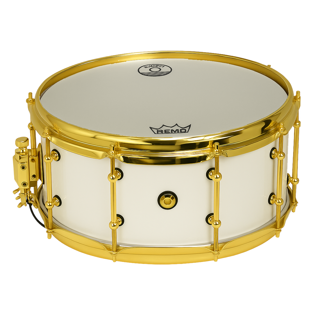 CAJA JINBAO 14" x 6" POP MADERA BLANCO LACADO/DORADO