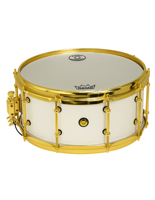 CAJA JINBAO 14" x 6" POP MADERA BLANCO LACADO/DORADO